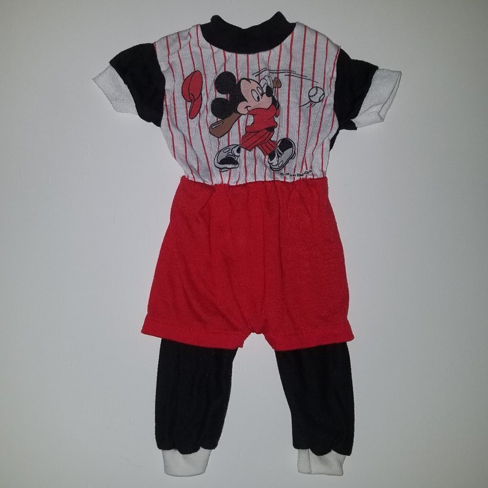 VTG Disney Jog Togs Mickey Mouse Baseball Baby Outfit Newborn (Birth-14 lbs)